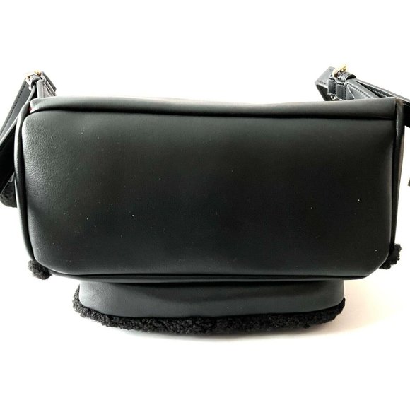 LOVE MOSCHINO Black Vegan Leather & Shearling Trimmed Backpack, NWT! $350 - Picture 8 of 10